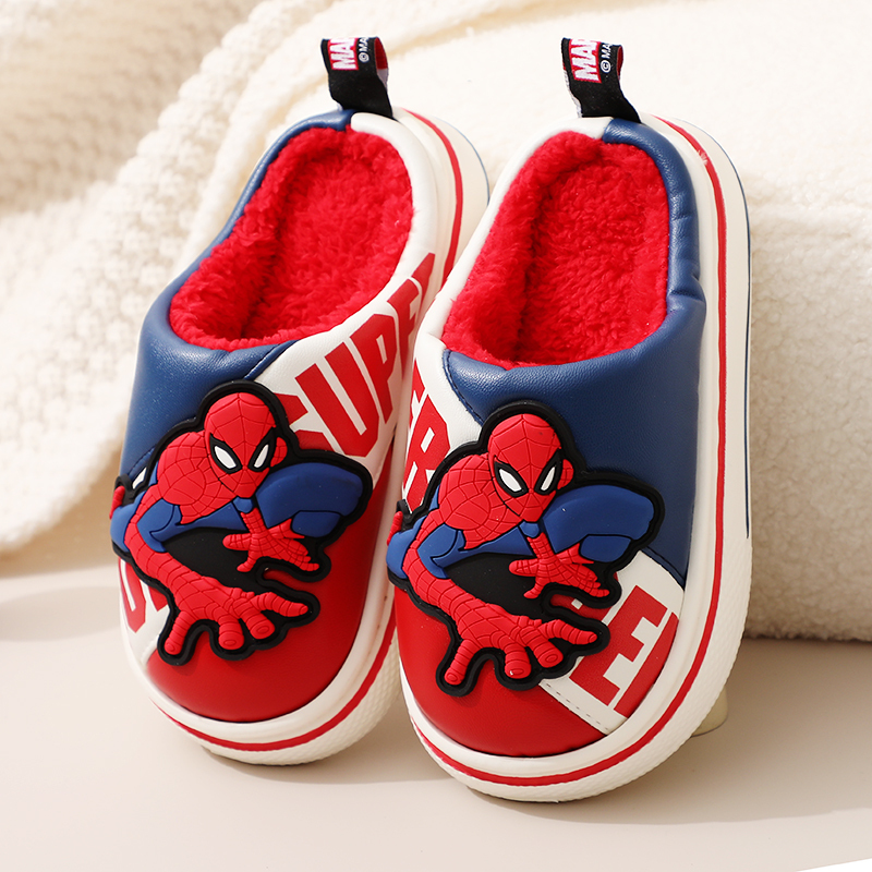 Disney Spider-Man Boys' Waterproof Cotton Slippers Winter Marvel Cartoon Pu Leather Warm Non-Slip Kidsren's Plush Slippers Disney Spider-Man Boys' Waterproof Cotton Slippers Winter Marvel Cartoon Pu Leather Warm Non-Slip Kidsren's Plush Slippers