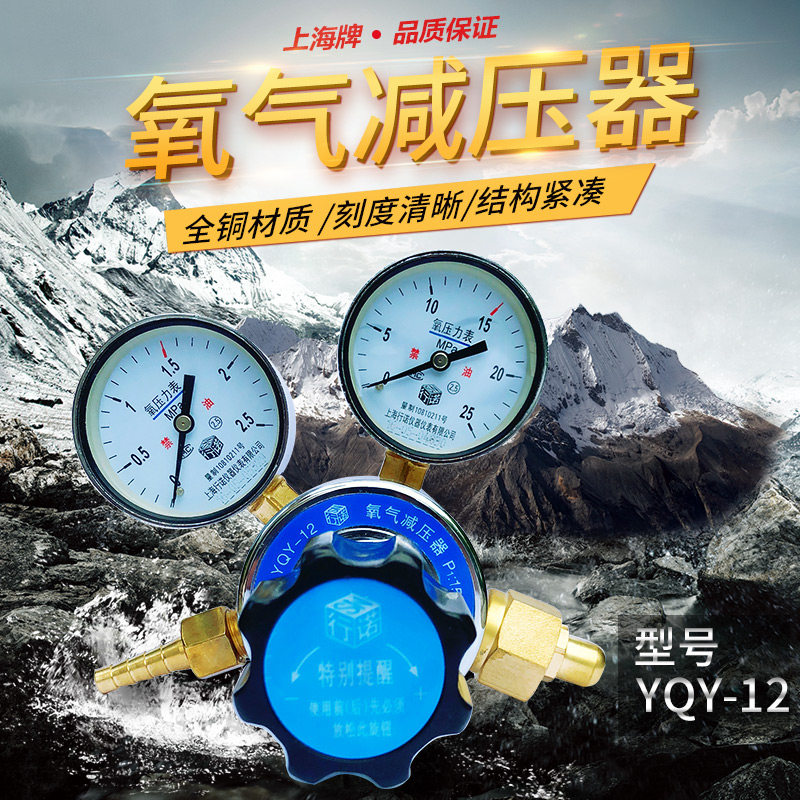 Oxygen decompressor YQY-12 oxygen decompression valve pressure regulator pressure gauge pressure regulator valve gas regulator valve Shanghai brand