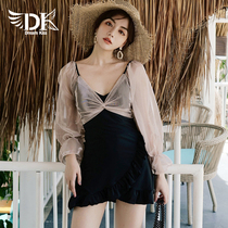 dk2021 new student hot spring conservative thin Belly Belly one-piece swimsuit female fairy fan Korean ins fashion les