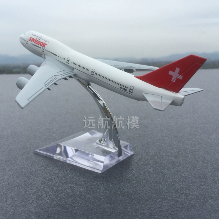 16 cm hợp kim máy bay mô hình Swissair B747-200 Thụy Sĩ mô phỏng nước ngoài máy bay chở khách tĩnh máy bay mô hình mô hình bay mô hình xe hơi