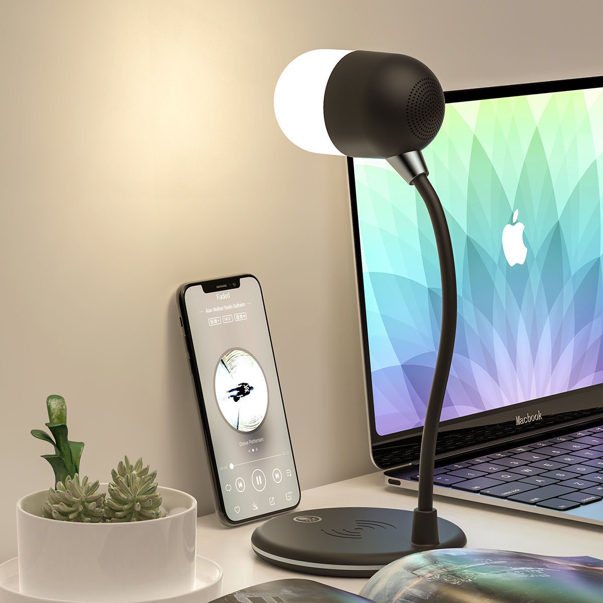 Student Eye Care Desk Light Wireless Charger Bluetooth Speaker three-in-one Smart Bed Headlights Girl Heart Creativity