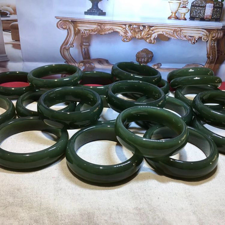 Hetian jade bracelet natural jade bracelet female spinach green bracelet live room selection