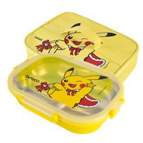 New Pikachu dinner plate 304 stainless steel 4-cell sealed portable cartoon lunch box Japanese student lunch box