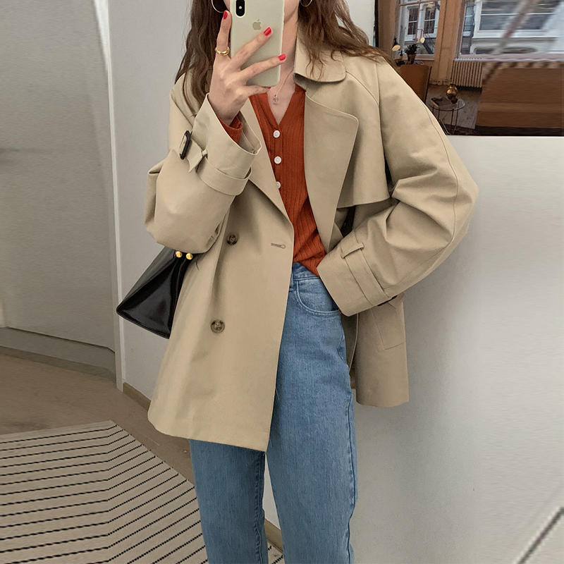 Short Trench Coat for Petite Women, 2026 New Spring and Autumn Style, This Year's Popular British Style Khaki Thin Spring Coat