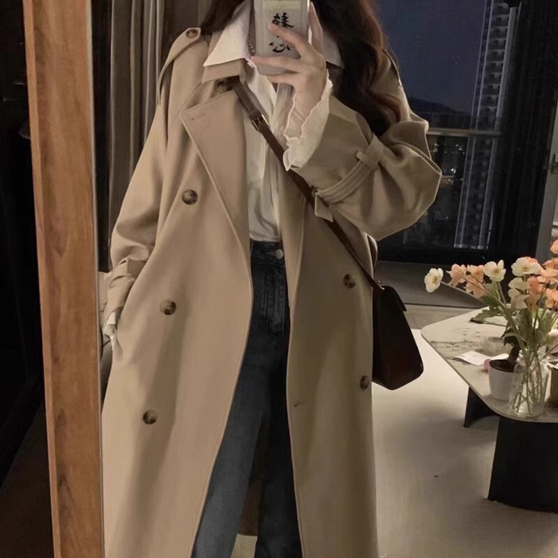 Women's Mid-Length Trench Coat for Petite Figures, 2026 New Style, Early Spring and Autumn, This Year's Popular British Style Korean Coat