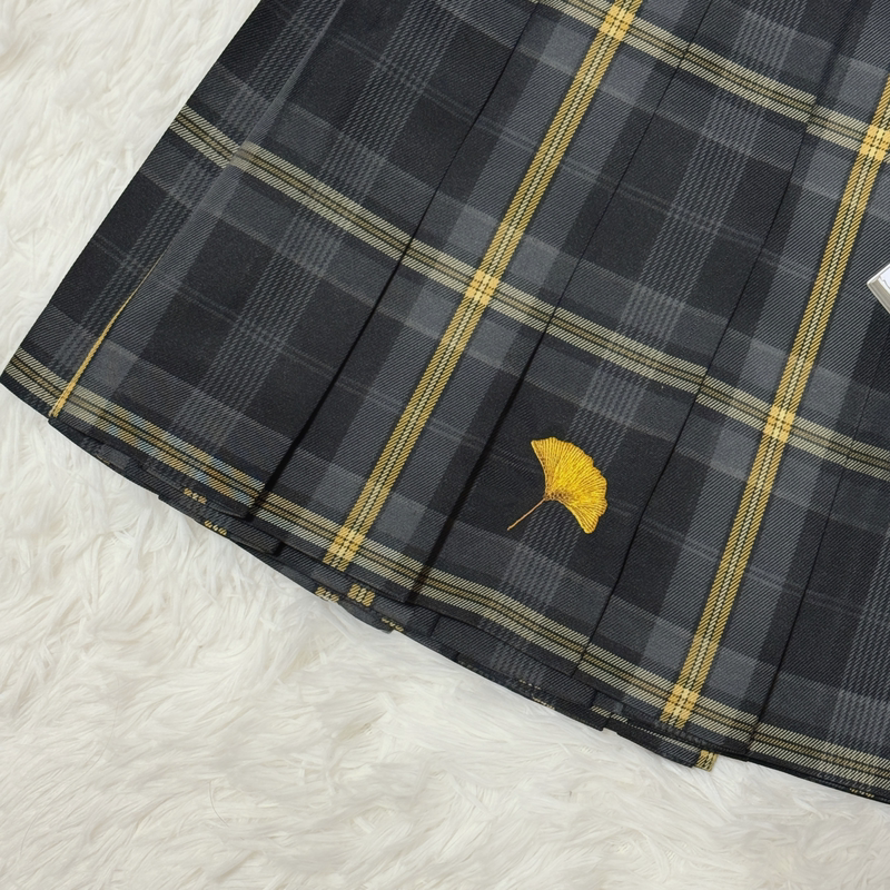【Moye Jinxi】Yuzu Wood Jk Uniform Original Plaid Skirt Preppy Style Women's Pleated Skirt Short Skirt Gold and Black Autumn and Winter 【Moye Jinxi】Yuzu Wood Jk Uniform Original Plaid Skirt Preppy Style Women's Pleated Skirt Short Skirt Gold and Black Autumn and Winter