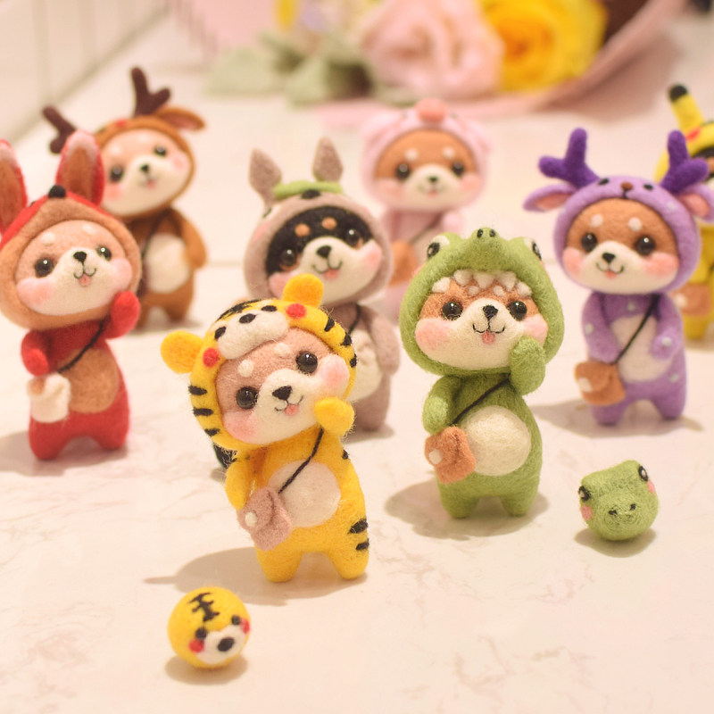 Wool felt goat felt handmade diy kitty material bag emulated kitty key hanging up creative doll gift