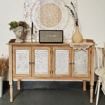 American French country retro Southeast Asia solid wood iron carved bucket cabinet side cabinet porch cabinet side cabinet window cabinet side cabinet