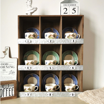 Solid Wood retro desktop grid rack hand-made cosmetics storage box Cup dish rack gardening grocery locker
