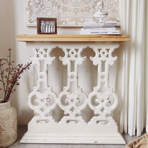 European style French country style retro white old wooden carved porch table corridor aisle side table side