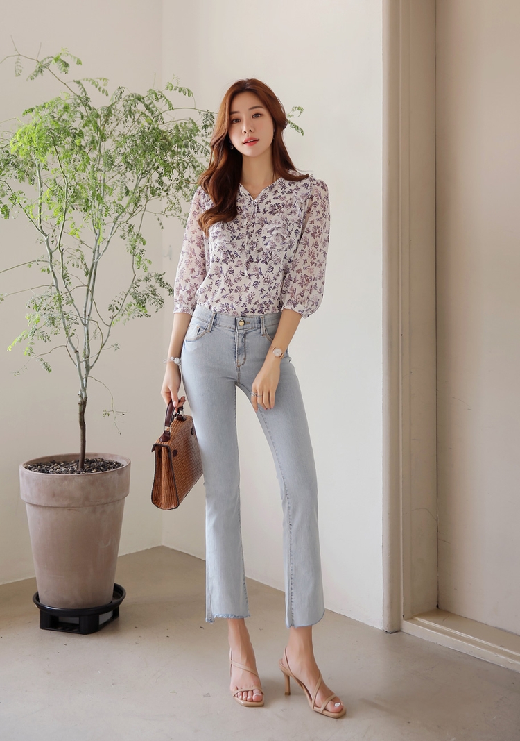 Trang web chính thức mới của Hàn Quốc 2019 gửi thư trực tiếp cho phụ nữ Phiên bản tiếng Hàn của quần jean cũ không viền màu trắng không viền đối xứng - Quần jean quần bò dài