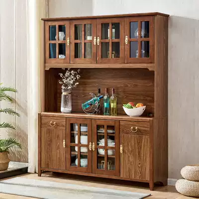 Dining cabinet solid wood color Chinese dining room living room wall multifunctional wine cabinet kitchen cabinet American to top storage cabinet