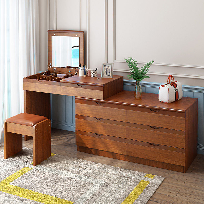 Makeup Bench Storage Cabinet Integrated Makeup Bench Mesh Red Ins Wind Bedroom Small Household Solid Wood Frame Brief Flip Desk