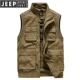 JEEP / Jeep ngoài trời vest giải trí nam trung niên dụng cụ vest lỏng lẻo kích thước lớn nhiều túi áo ghi lê vest - Dệt kim Vest