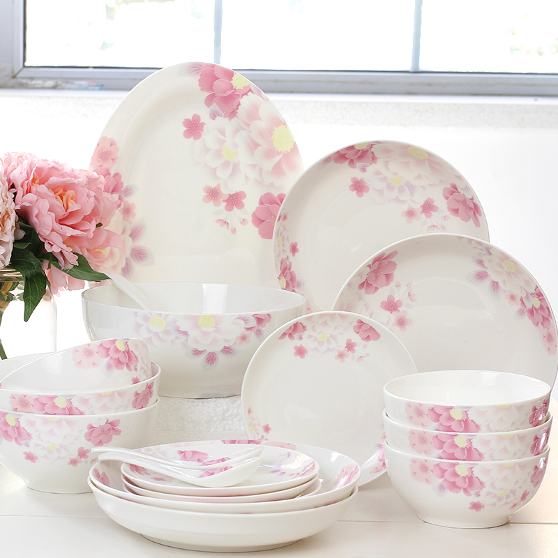 North house, ceramic tableware suit household ceramics romantic life suit dish bowl chopsticks combination of four families