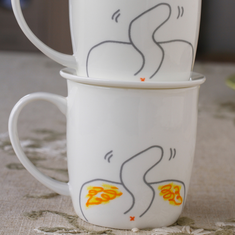 Cartoon cat glass mugs with cover ceramic household glass coffee cup milk express Cartoon creative ipads porcelain cup