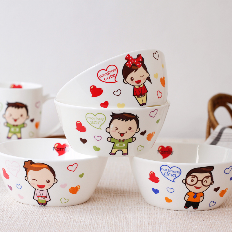 Dear a creative Korean ipads porcelain ceramic bowl rice bowl porringer cartoon family suits for