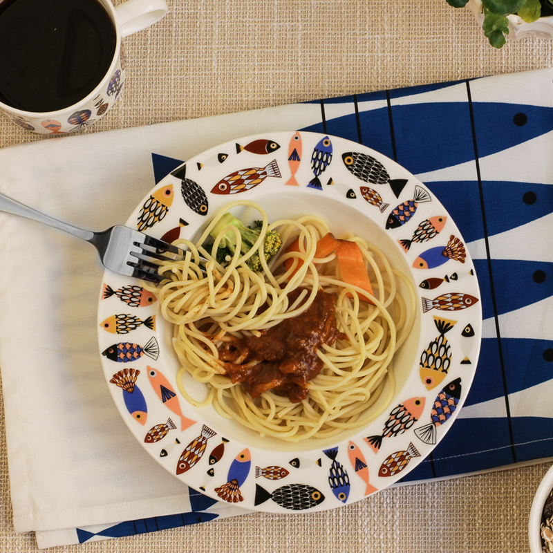Denmark, blue fish contracted creative ipads porcelain pasta dish hat pasta dish western food dish ceramic deep plate