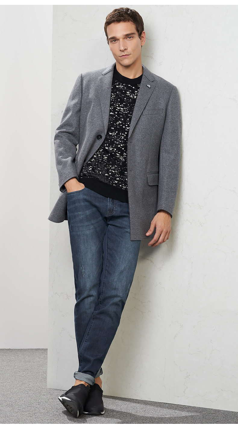 VICUTU 威可多 100%精纺羊毛 男士中长款 修身毛呢大衣 图6