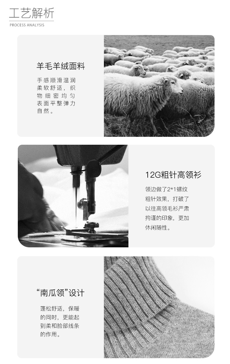 VICUTU/威可多 男士羊毛混羊绒 高领针织毛衣 图3