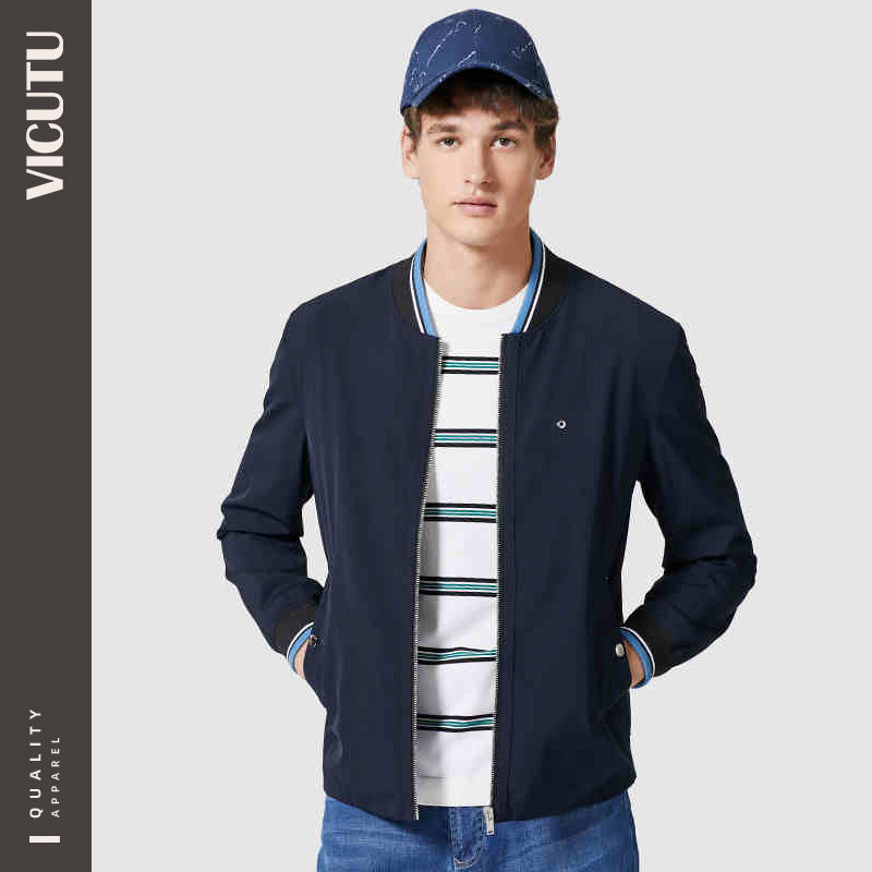 VICUTU VICUTU men's jacket autumn and winter fashion stitching slim-up color baseball collar casual jacket