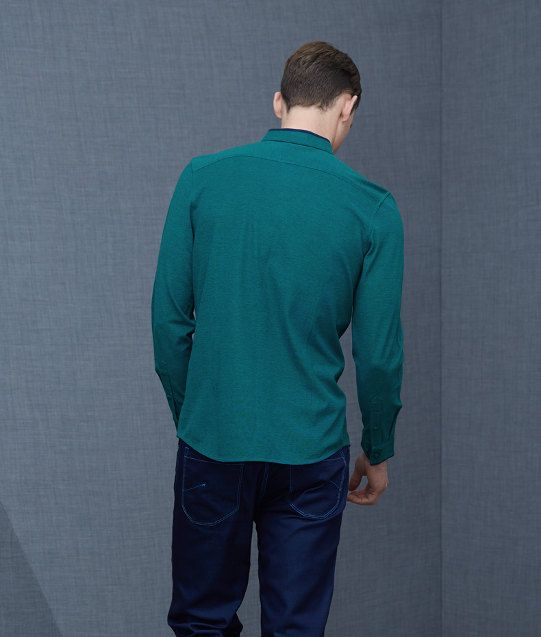 VICUTU Wei Keduo nam mùa xuân thời trang giản dị T-Shirt cotton lụa thoải mái thở dài tay áo sơ mi cổ áo T-Shirt