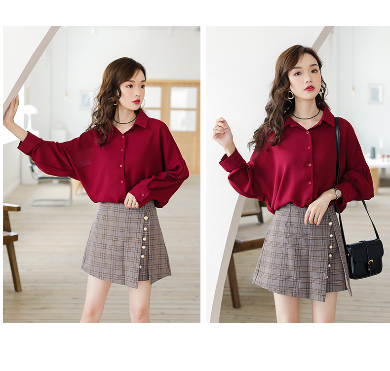 Áo sơ mi 2018 mới sang trọng đầu mùa thu của phụ nữ áo retro cổng gió dài tay Han Fan Inspolo áo sơ mi nữ - Áo sơ mi dài tay các kiểu áo sơ mi đẹp