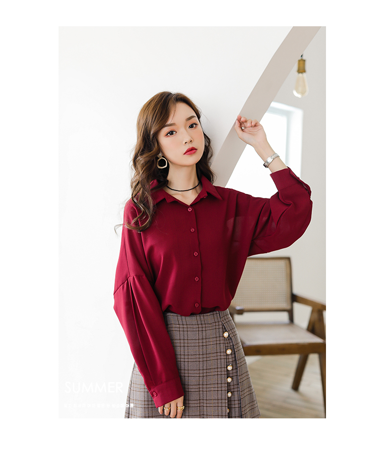 Áo sơ mi 2018 mới sang trọng đầu mùa thu của phụ nữ áo retro cổng gió dài tay Han Fan Inspolo áo sơ mi nữ - Áo sơ mi dài tay các kiểu áo sơ mi đẹp