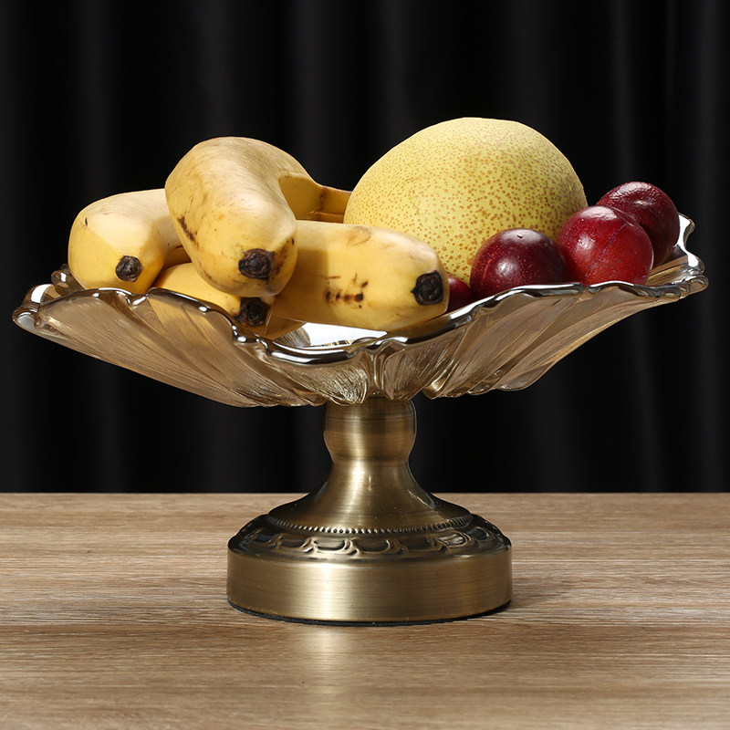 Crystal Glass Fruit Tray Big home High footed fruit pan Fashion Fruit Pan Candy Pan minimalist transparent fruit tray Gift