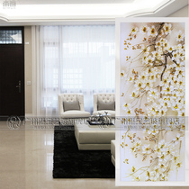 Art Glass Partition Wall Living Room Genguan Cabinet Modern Steelmaking Process Frosted Double-sided Light Transmission Screen Jade Orchid