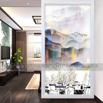 Art glass home decoration screen mirror partition golden tea mirror entrance embossed background wall modern wire living room cabinet