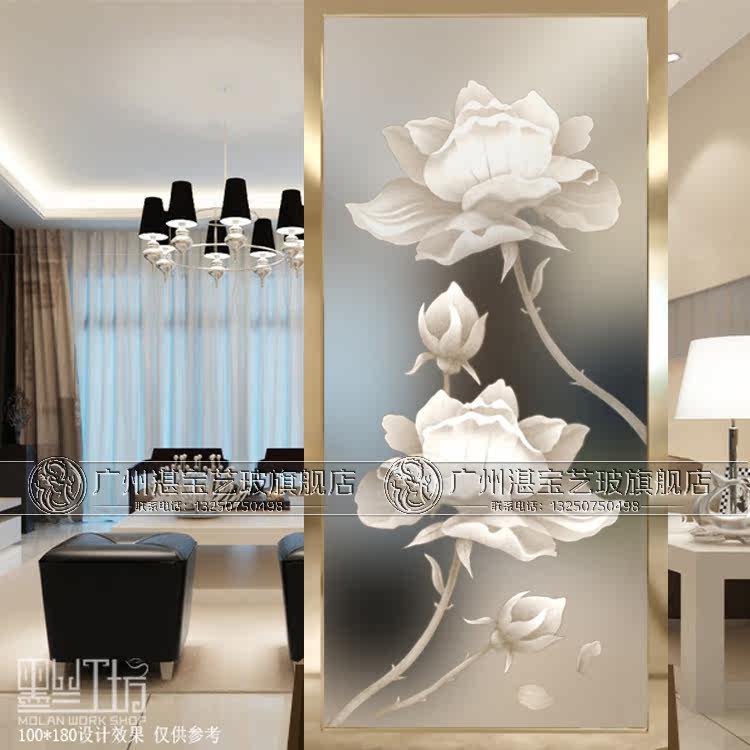 Art Glass Minimalist Mediterranean Style Screen Cupboard Xuanguan gangway Background wall Carved Living Room for the Splendid Dining Room