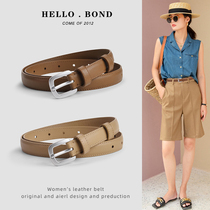 Belt womens leather brown top layer cowhide new black belt womens fine decorative dress official belt