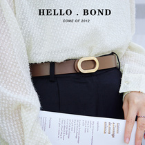Womens belt genuine leather pure cowhide top layer simple all-match belt decoration Korean fashion ins style jeans belt