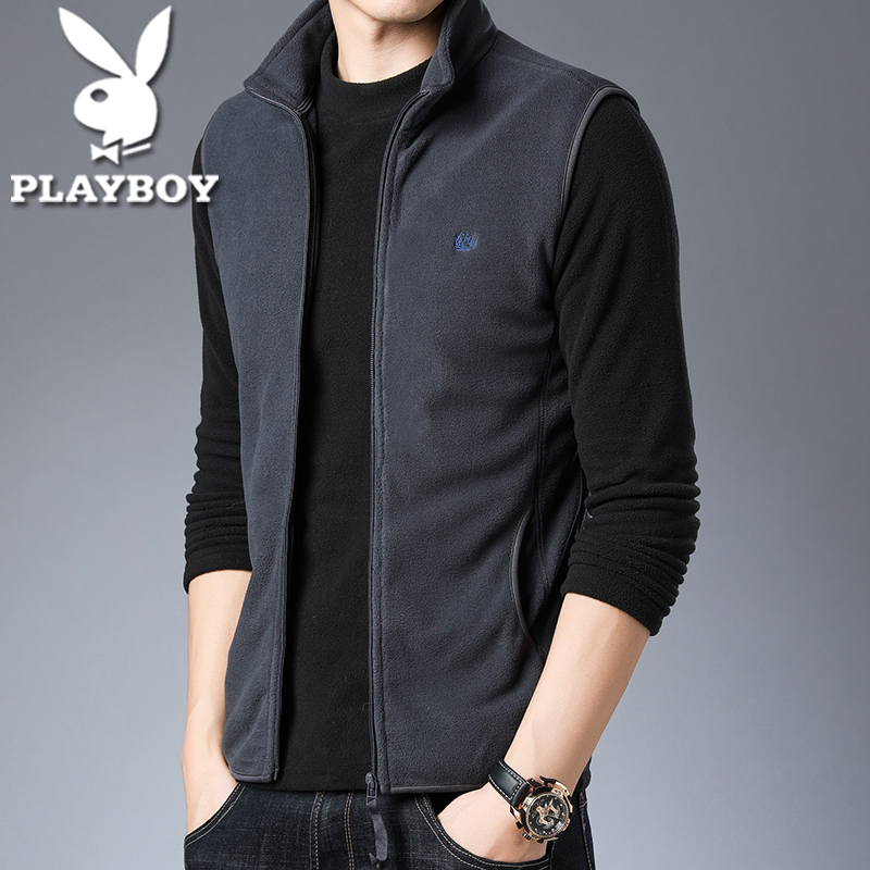 Playboy nam mùa xuân và mùa thu ấm ngựa Clip vest xu hướng lấy nhung áo khoác ngoài mặc rocking giáp nhung không thể vai.