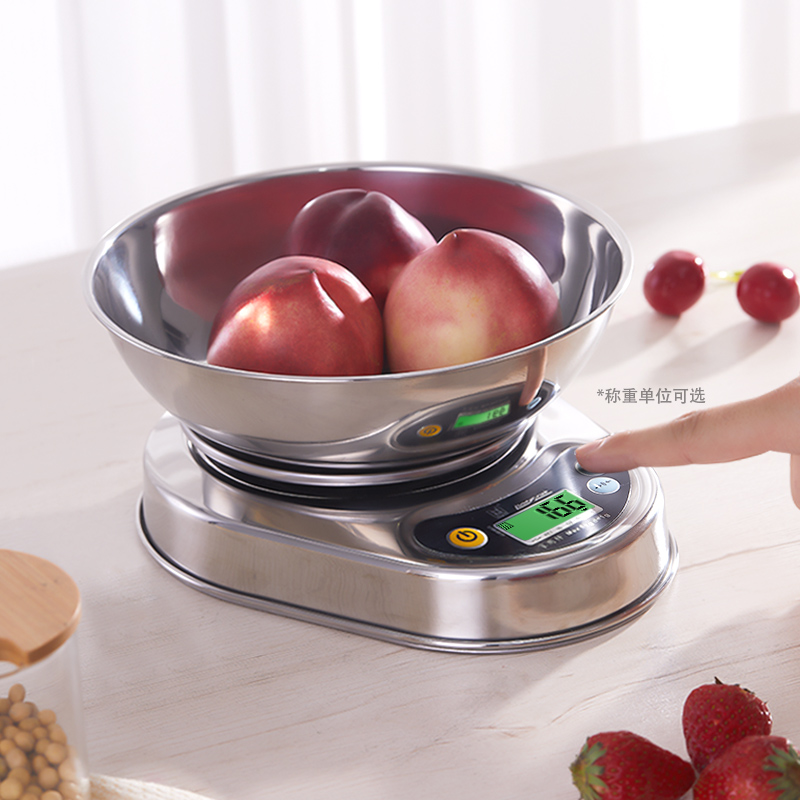 Stainless steel kitchen scale electronic scale 0.1g high precision gram scale baking scale food weighing household weighing tray bowl balance