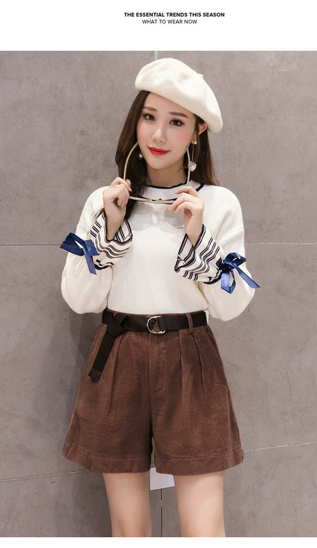 Quần short nữ mùa thu đông 2018 mới mặc rộng chân rộng eo cao một kiểu chân to size thon quần jean short lửng nữ