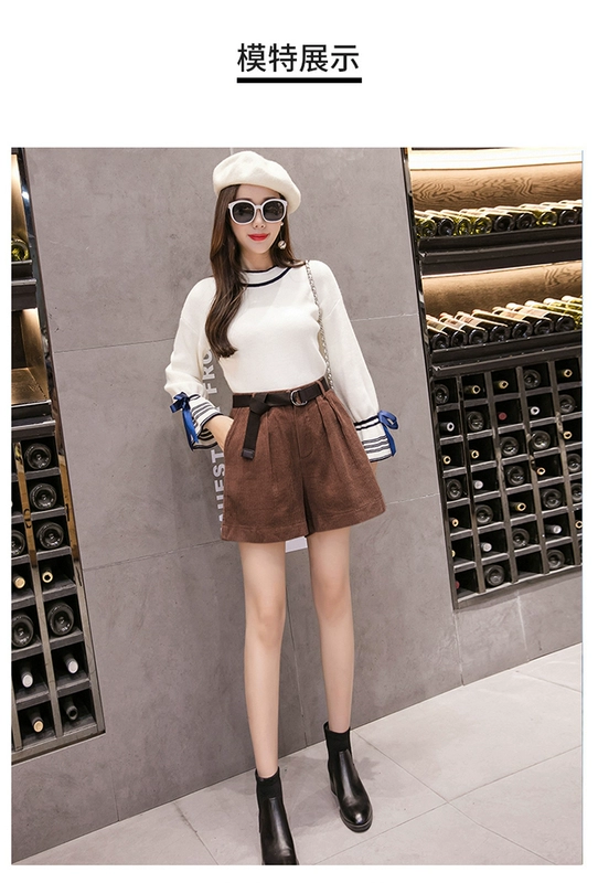Quần short nữ mùa thu đông 2018 mới mặc rộng chân rộng eo cao một kiểu chân to size thon quần jean short lửng nữ