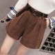 Quần short nữ mùa thu đông 2018 mới mặc rộng chân rộng eo cao một kiểu chân to size thon quần jean short lửng nữ