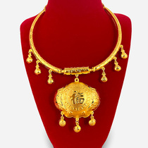 2024 new gold-plated baby collar men and women pendant smart children children long life gold lock necklace