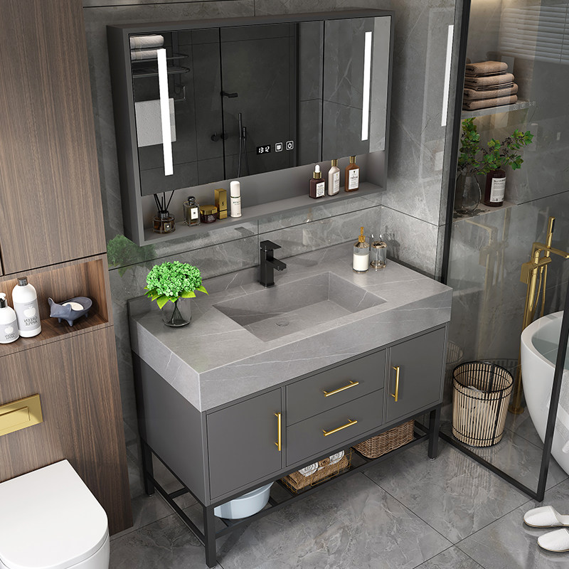 Rock board floor-to-floor bathroom cabinet dressing room modern simple sink integrated wash table washbasin cabinet bathroom combination