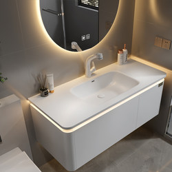 Cream Style Corian Skin-Feel Integrated Basin Bathroom Cabinet Combination Modern Bathroom Sink Wash Basin Set