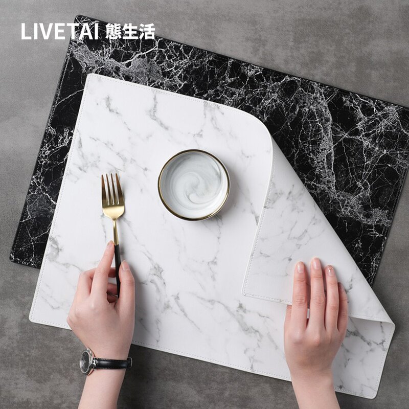 State Life Nordic Bowl Mat Dining Table Marble pu Leather Dining Mat Heat Insulation Mat Anti-scalding Table Mat Oil-proof Waterproof Mat