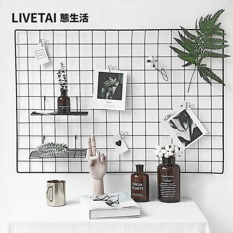 State life ins Nordic Wrought iron grid room Girl heart decoration Hanging wall hanging wall iron mesh pylons Wall decoration