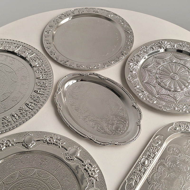 Eco Life ins Light Luxury Electroplated Silver Afternoon Tea Tableware Exquisite High-End Fruit Dessert Plate Desktop Storage Dish Eco Life ins Light Luxury Electroplated Silver Afternoon Tea Tableware Exquisite High-End Fruit Dessert Plate Desktop Storage Dish
