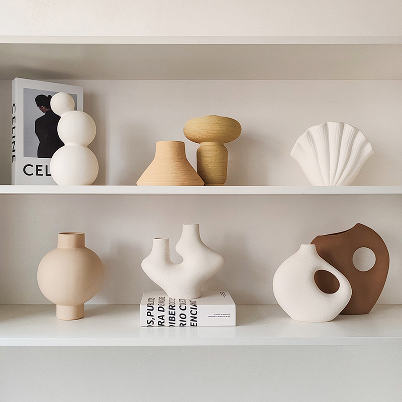 Eco-Friendly Life ins Cream-Style High-End Vase Decoration for Living Room, Wine Cabinet, Bookshelf, High-Value Soft Decoration Art Accessory Eco-Friendly Life ins Cream-Style High-End Vase Decoration for Living Room, Wine Cabinet, Bookshelf, High-Value Soft Decoration Art Accessory
