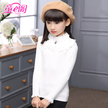 Girls white base shirt 2021 spring new middle and large child princess pullover sweater spring stretch sweater