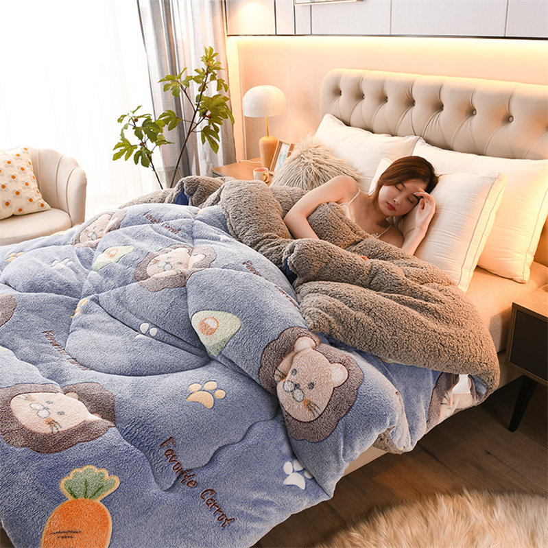 Lamb suede quilted autumn winter quilted by snowflake cotton quilted with thickened warm dormitory single student speed heat quilted by the core double bedding