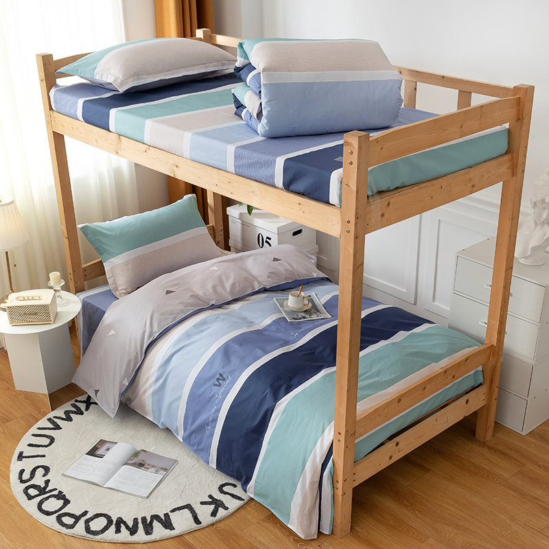 2021 student pure cotton simple bed sheet three-piece set single dormitory bed pure cotton simple quilt cover 1m naked sleeping blue