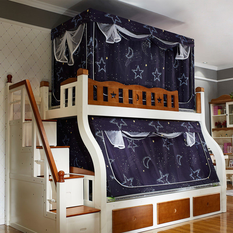 Upper and lower bunk bed mosquito net shading home anti-fall children's bed curtain one-piece shading 1 2x1 35*150cm